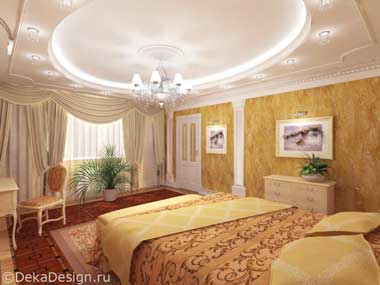 Интерьер спальни в желто-лимонных тонах. Дизайн спален Боровкова А.А. г.Краснодар
