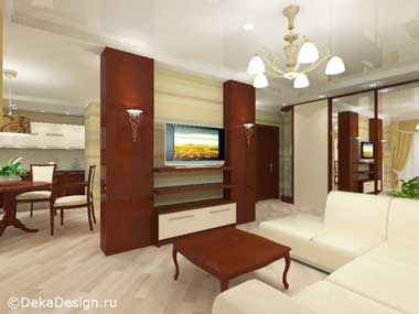 Дизайн гостиной в контрастных светло-коричневых тонах. Дизайн гостиной Боровкова А.А. г.Краснодар