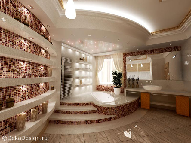 Интерьер ванной комнаты  в бледных тонах. Дизайн-студия 'DekaDesign' г.Краснодар