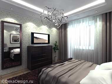 Интерьер спальни в контрастных тонах. Дизайн спален Боровкова А.А. г.Краснодар